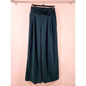 Halara Wide Leg Pants Teal Green Pleated Flex High Waist Womens XS